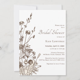 Convites Chá de panela Rústico de Flores Selvagens