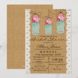 Convites Chá de panela-rústico de jarro azul-de-colmeia