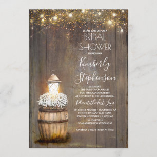 Convites Chá de panela Rústico de Lanterna Rústica do Am