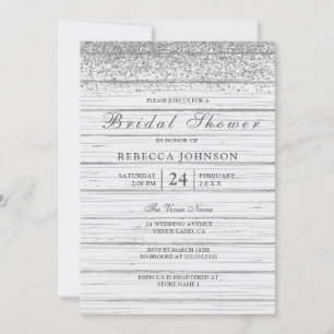 Convites Chá de panela Rústico de Prata de Madeira Branca