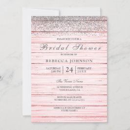 Convites Chá de panela Rústico de Prata de Madeira Rosa