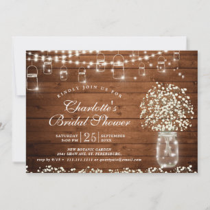 Convites Chá de panela rústico do frasco de pedreiro da