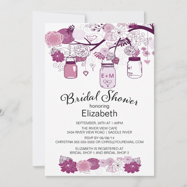 Convites Chá de panela rústico do frasco de pedreiro do (Frente)