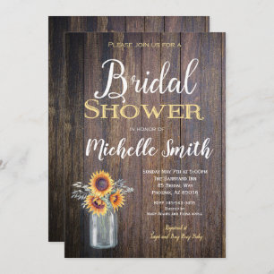 Convites Chá de panela rústico do girassol, rústico