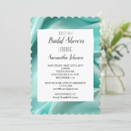 Convites Chá de panela Satin de Aqua Mint Faux bonito