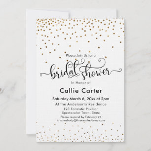 Convites Chá de panela Script Typografia Dourado Confetti