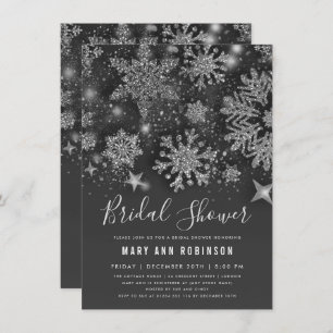 Convites Chá de panela Silver Winter Glitter & Stars