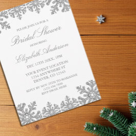 Convites Chá de panela Silver Winter Snowflake