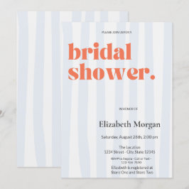 Convites Chá de panela Simples com Stripes Azuis Retroativa