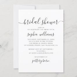 Convites Chá de panela simples de script preto e branco