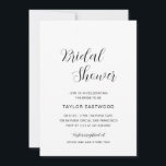 Convites Chá de panela Simples Preto e Branco Moderno<br><div class="desc">Convites de chá de panela brancos e negros contemporâneos com um layout simples e minimalista com o cabeçalho em um roteiro de caligrafia elegante. Um design moderno que vai bem com qualquer estilo de chá de panela.</div>