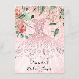 Convites Chá de panela Spark Rosa Rosa Rosa Glitter