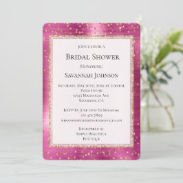 Convites Chá de panela Sparkle Confetti Dourado Glam Rosa-C