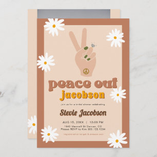 Convites CHÁ DE PANELA STEVIE Retro 70s Daisy Peace Out