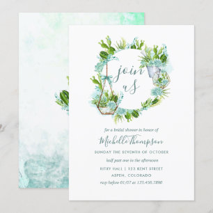 Convites Chá de panela Suculento Do Terrário De Vidro De 