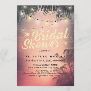 Convites Chá de panela Summer Beach Palm Trees String Light