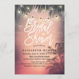 Convites Chá de panela Summer Beach Palm Trees String Light