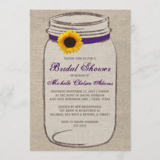 Convites Chá de panela Sunflower Mason Jar