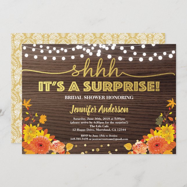 Convites Chá de panela surpresa de queda festa de ação de g (Frente/Verso)