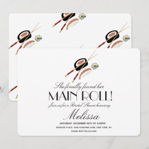 Convites Chá de panela Sushi Roll Chopsticks no Japão Sak