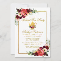 Chá de panela Tea Party Burgundy Dourado Boho Flor