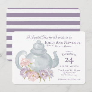 Convites Chá de panela Tea Party pote Floral Chá