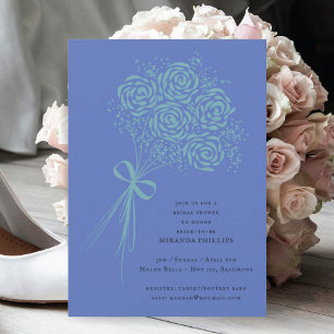 Convites Chá de panela Teal Rose Bouquet Elegante