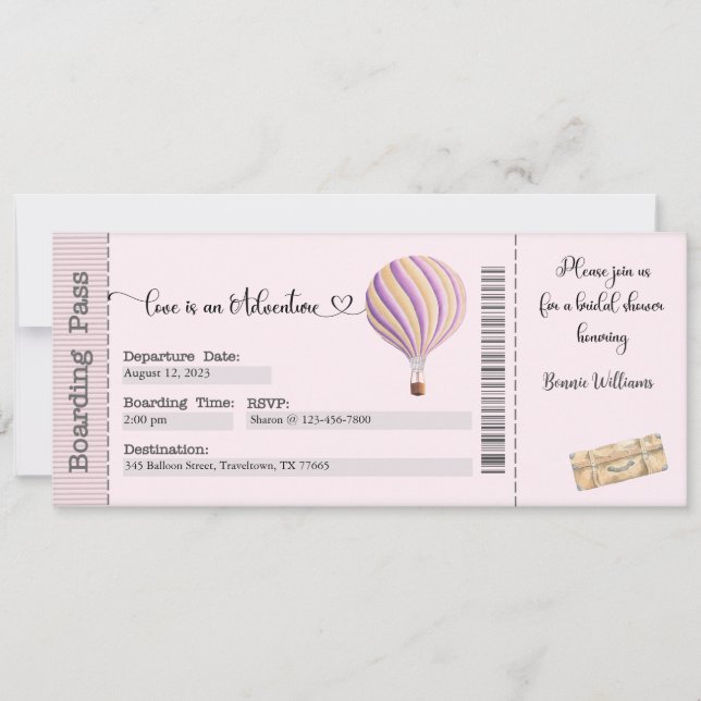 Convites Chá de panela, Tema de Viagem, Avião (Frente)