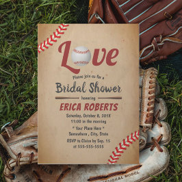 Convites Chá de panela Tema Esportivo Vintage Baseball Love
