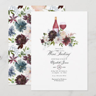 Convites Chá de panela temático Burgundy e Blush Wine