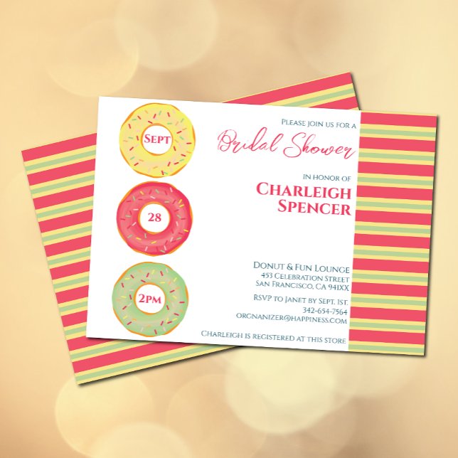 Convites chá de panela temático da rosquinha (Bridal shower invitation with donut elements)