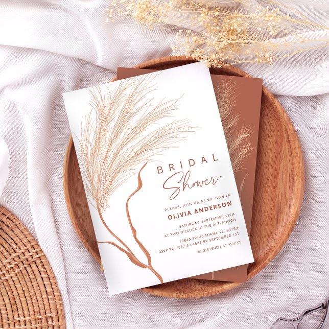 Convites Chá de panela Terracotta Pampas Grass (Criador carregado)