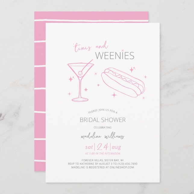Convites Chá de panela Tinis e Weenies Vintage (Frente/Verso)