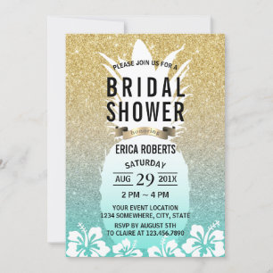 Convites Chá de panela tropical do ouro da flor do abacaxi