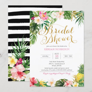 Convites Chá de panela tropical floral ou de Luau do estil