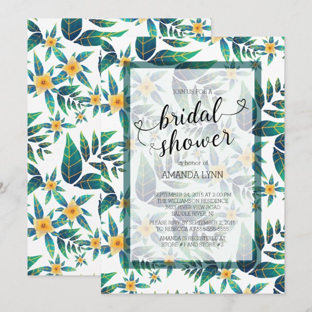 Convites Chá de panela tropical Hibiscus Floral (Frente/Verso)