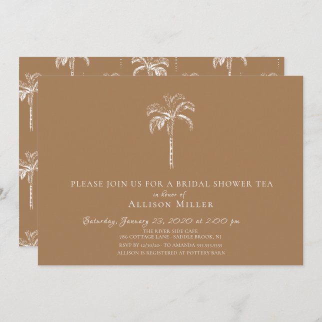 Convites Chá de panela tropical moderno de palmeira (Frente/Verso)
