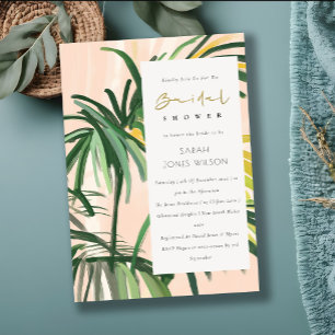 Convites Chá de panela Tropical Palm Beach do Boho Blush