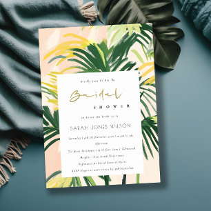 Convites Chá de panela Tropical Palm Beach do Boho Blush