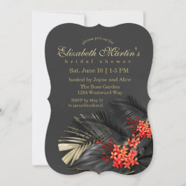 Convites Chá de panela Tropical Vermelho Jasmine Escura