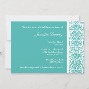 Convites Chá de panela Turquoise Damask