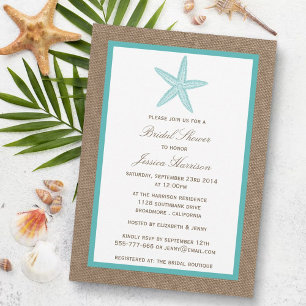 Convites Chá de panela Turquoise Starfish Burlap