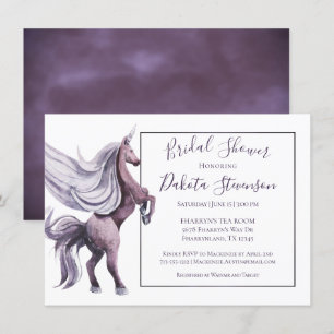 Convites Chá de panela Unicorn   Roxo Real Moderno