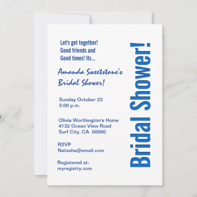 Convites Chá de panela V2 das estrelas azuis de cobalto mod (Frente)