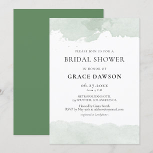 Convites Chá de panela verde abstrato da aguarela