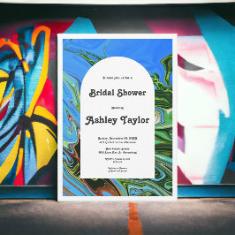 Convites Chá de panela Verde Azul Mínimo Moderno