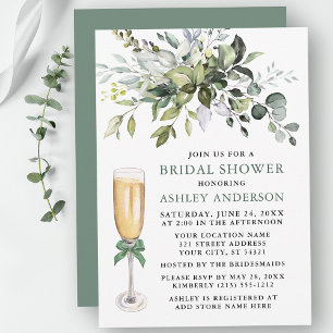 Convites Chá de panela verde de aquarela Arco verde