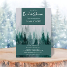 Convites Chá de panela Verde de Aquarela da Floresta de Pin