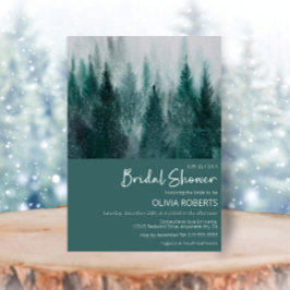 Convites Chá de panela Verde de Aquarela da Floresta de Pin