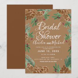 Convites Chá de panela verde de cor d'água castanha Pinecon